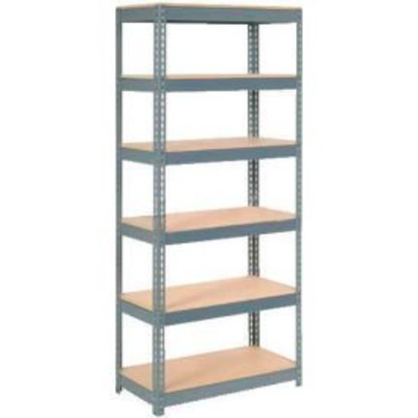 Global Equipment Extra Heavy Duty Shelving 36"W x 12"D x 72"H With 6 Shelves, Wood Deck, Gry 717150